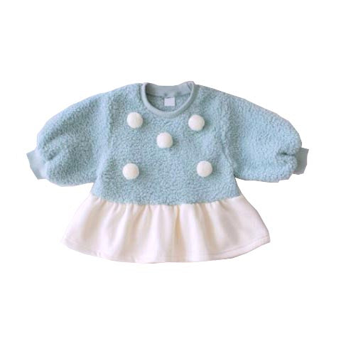 Angou Bebe  Green Fleece Top with Snow Ball Buttons - 6-12mths