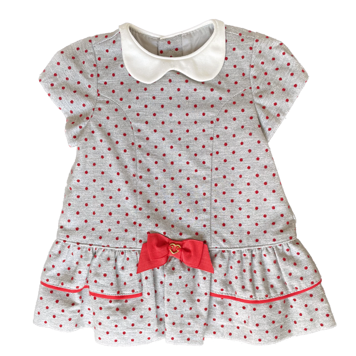 Mayoral Baby Gray and Red Dotted Dress - NB (2nds)