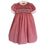 Will'Beth Holiday Red Checked Dress with Free Bonnet - Size 6m