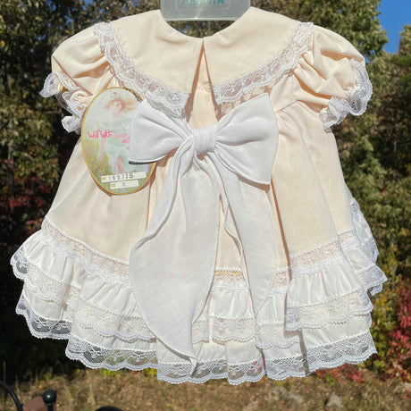 Will'Beth Classic Heirloom Yellow & White Ruffled Dress - Preemie