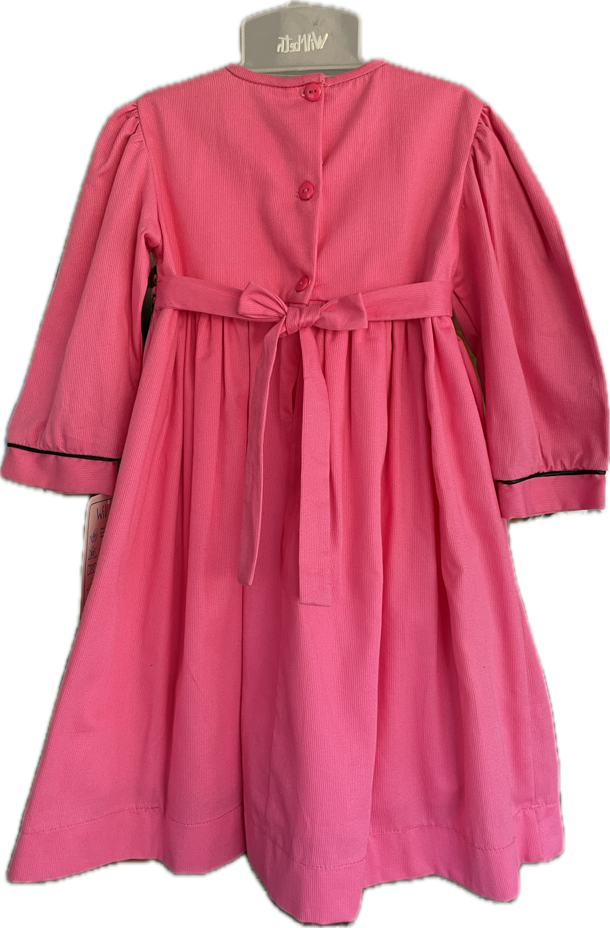 Will'Beth Pink Long Sleeve, Cordoroy Dress with Bonnet - Size 24m