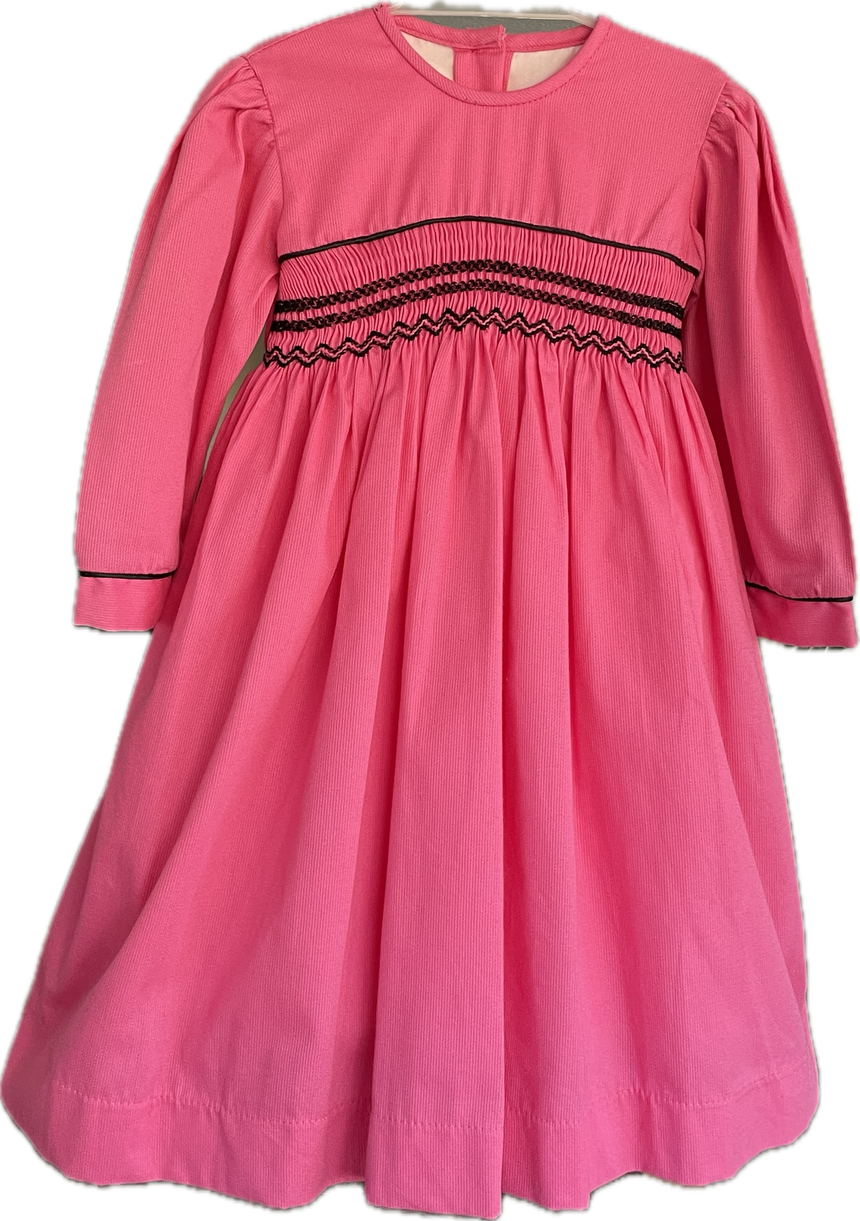 Will'Beth Pink Long Sleeve, Cordoroy Dress with Bonnet - Size 24m