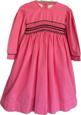 Will'Beth Pink Long Sleeve, Cordoroy Dress with Bonnet - Size 24m