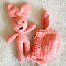 Crocheted Bunny Ear Bonnet and Bunny