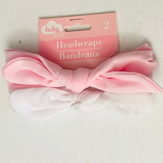 Pink/White Baby Headbands 2 pc Set