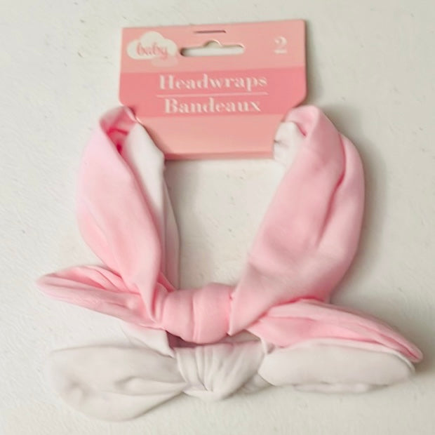 Pink/White Baby Headbands 2 pc Set