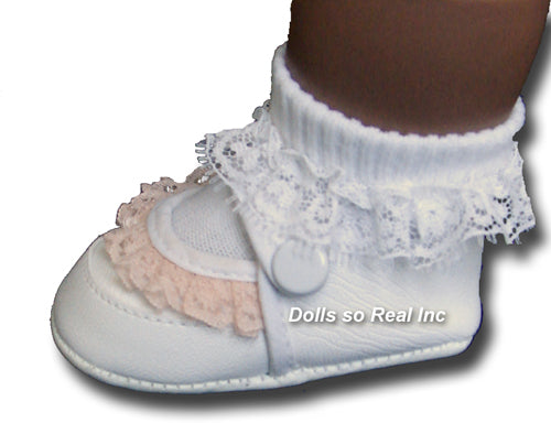 Lace Trimmed Baby Shoes - Dolls so Real Inc - 1